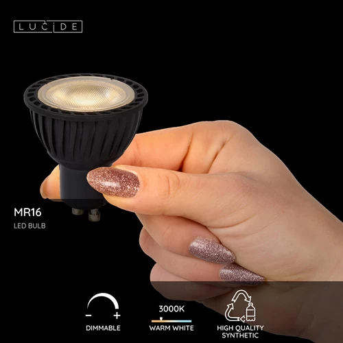 Lucide MR16 - Led bulb - Ø 5 cm - LED Dim. - GU10 - 1x5W 3000K - Black - USP
